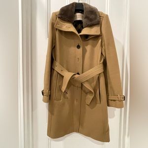 Burberry Tan Pea Coat with Brown Collar— Like new